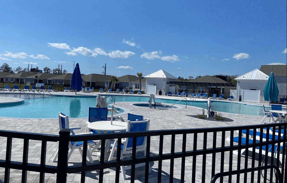 Commercial pool deck and exterior pressure washing project